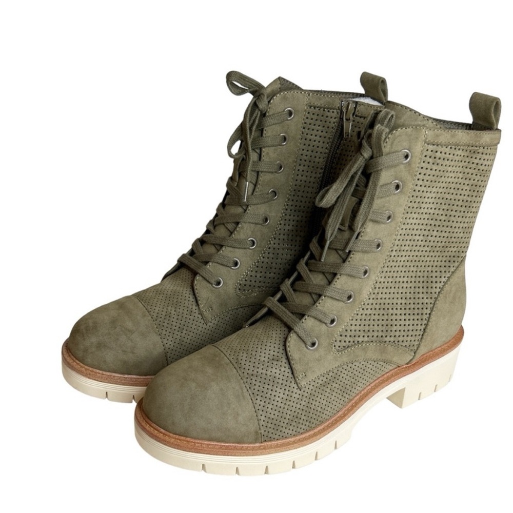 MIA Women’s Havenn Kashton Lace Up Combat Boots Olive Faux Suede - Picture 3 of 4